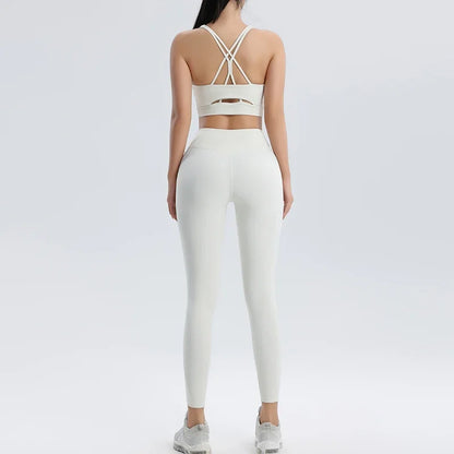 Women's Gym Two Piece Set Yoga Bra Underwear Tight Training Pants Bottom Pants Fitness Clothing Fitness Pants Set Exercise Set