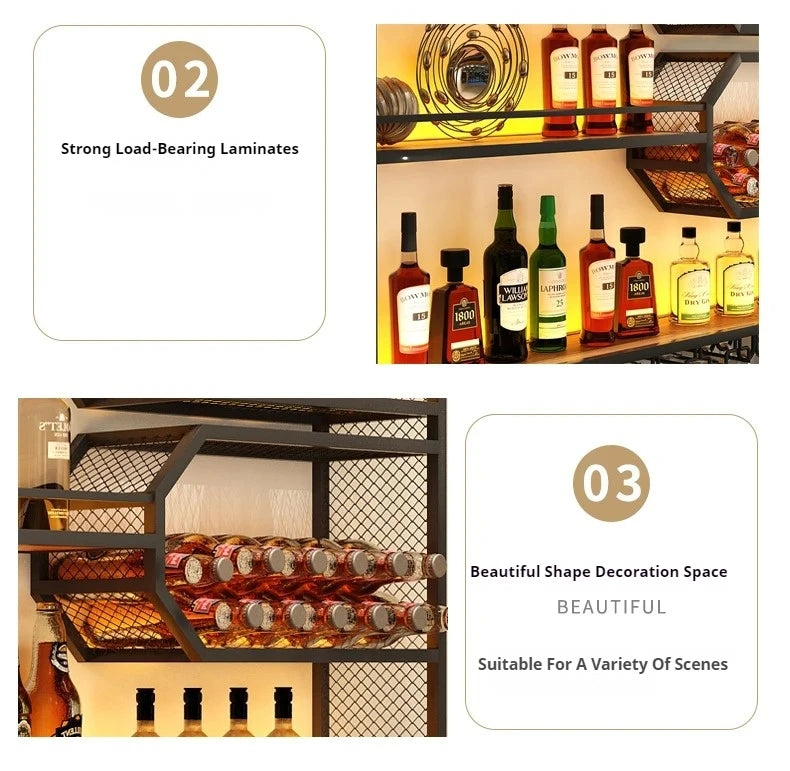 Drinks Bar Cabinet Portable Shelves Luxury Whiskey Iron Wine Rack Outdoor Home Open Cabinets Display Vitrinas Full Bar Furniture