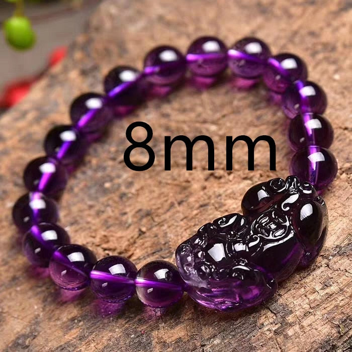 Natural Purple Amethyst Quartz Bracelet 10mm 8mm 9mm Round Beads Pi Xiu Shape Bracelet Women Men Crystal Fashion Hot AAAAA