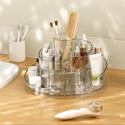 Circular Chic Transparent Makeup Storage Carousel