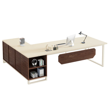70.8-Inch Executive Desk Large L Shaped Computer Desk with Storage