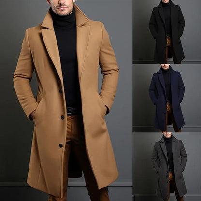 Warm And Comfortable Black Trench Coat For Men