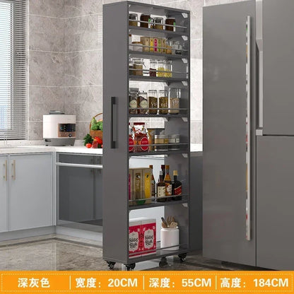 Crack storage rack, kitchen, refrigerator, gap shelf, narrow side cabinet, side pull large capacity and movable