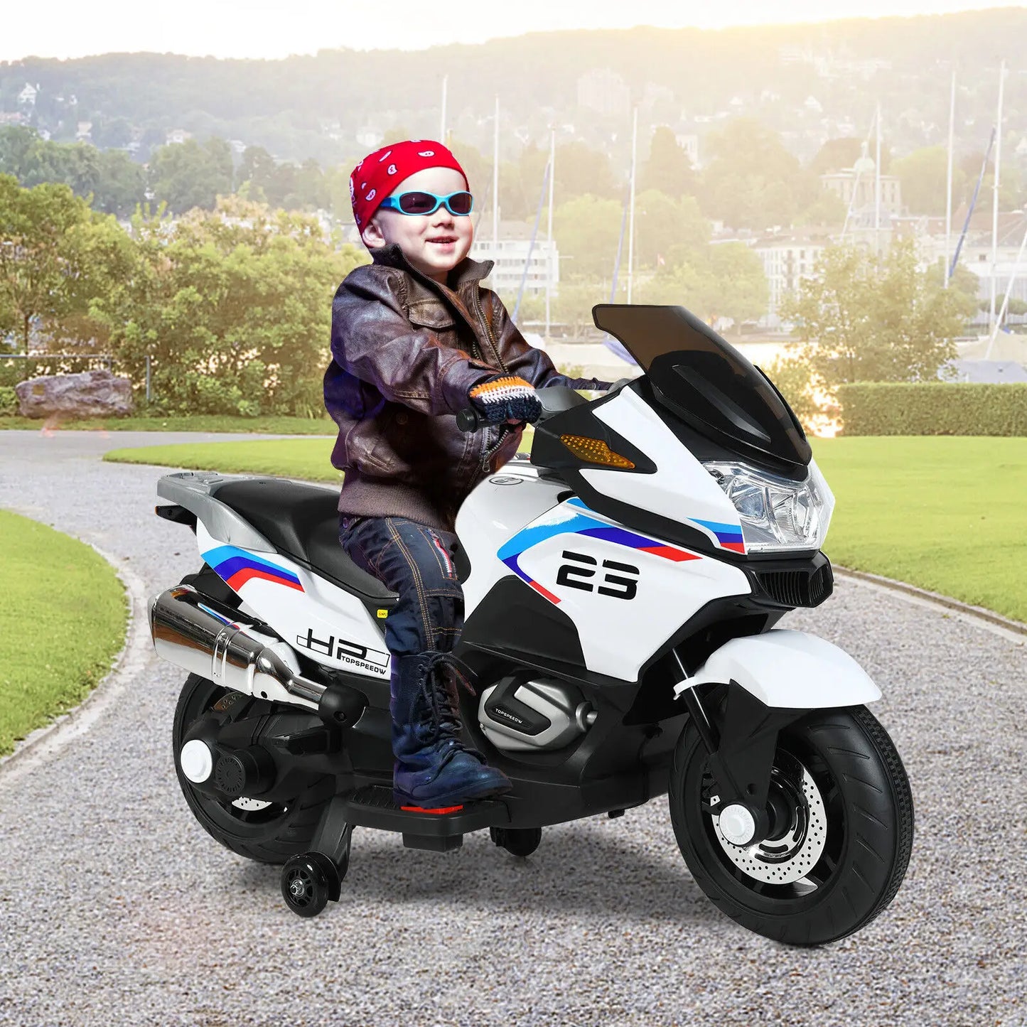 DORTALA Kids Ride On Motorcycle 12V Electric Battery Powered Ride On Bike w/ LED Lights