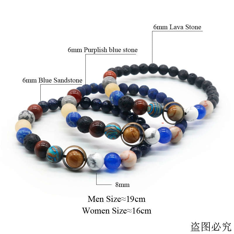 Universe Solar System Bracelet Women Natural Stone Eight Planets Bracelet Men Best Friends Gift For Him Gift For Her MY8