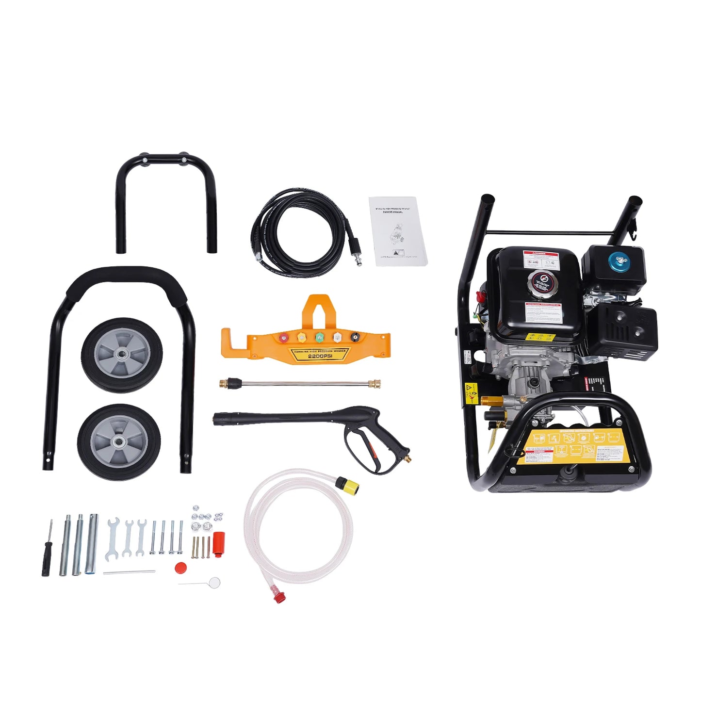 7.5Hp High Pressure Gasoline Washing Machine Petrol Pressure Washer with Gun Hose Nozzles Ohv 420CC 2465 Psi /170 Bar