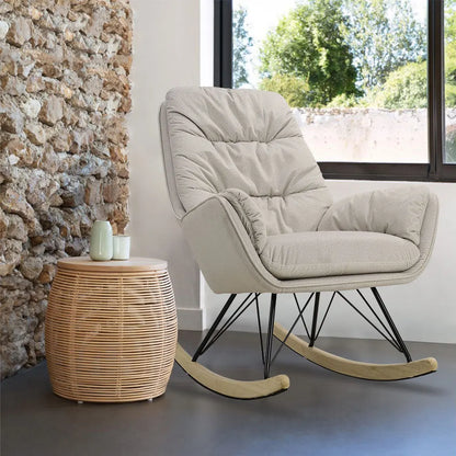 White Luxury Wooden Rocking Chair Leisure Chair
