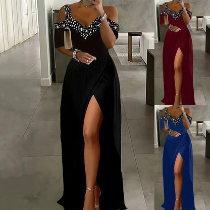 Women Elegant Halterneck Backless Long Dress