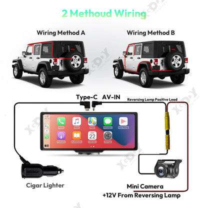 XGODY 10.26" 4K Dash Cam Wireless Carplay Android Auto Car DVR GPS WiFi Navigation Rearview Camera Dashboard Video