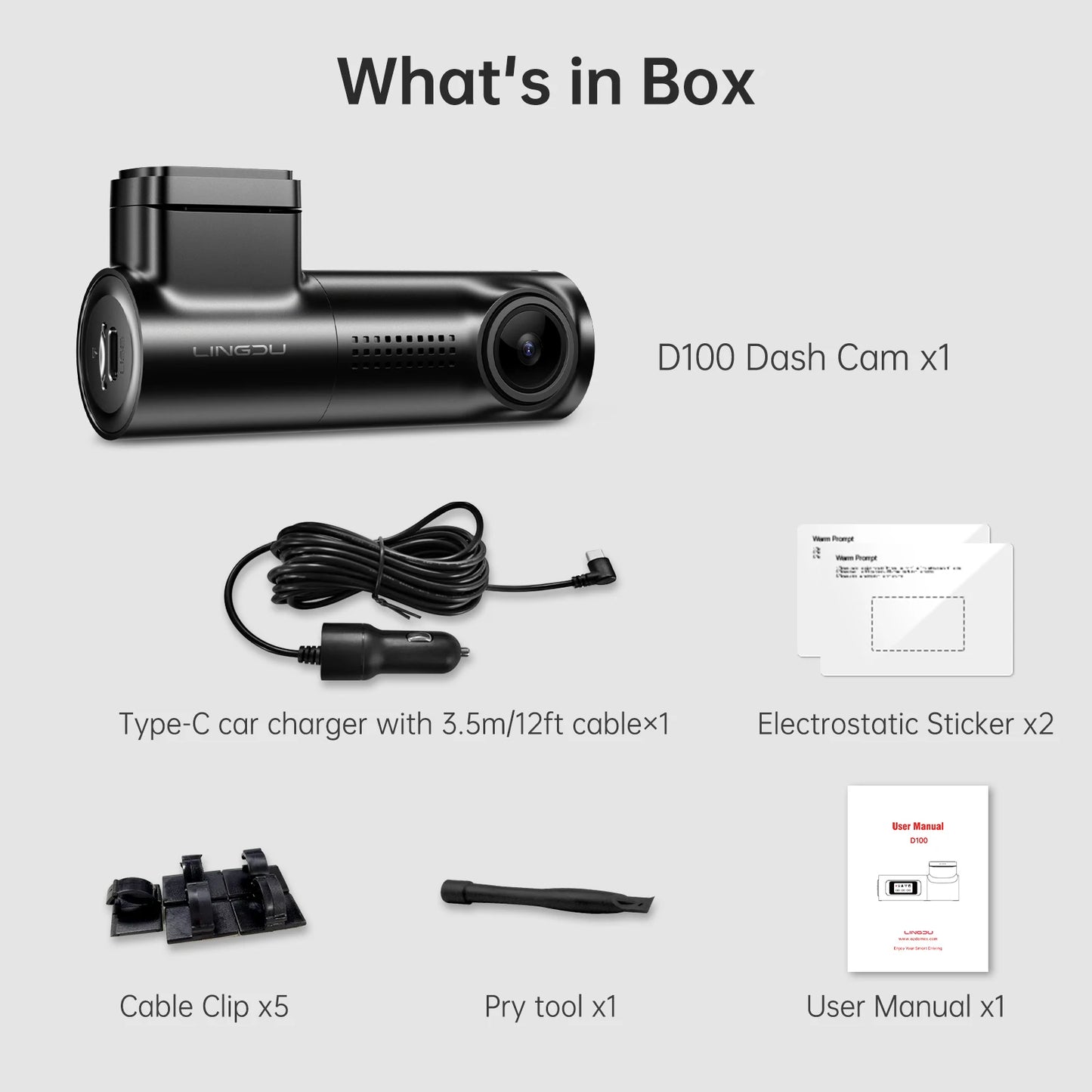 LINGDU D100 Dash Cam 2.5K 1440P Dash Camera for Cars WiFi Built in GPS Smart Voice Control 24H Parking Monitor WDR Night Vision