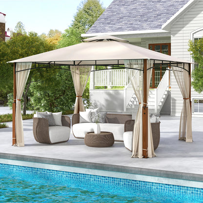 GOFLAME 360 CM x 300 CM Patio Gazebo, Heavy Duty Gazebos Shelter Party Tent w/ Sun &Waterproof Vented Top