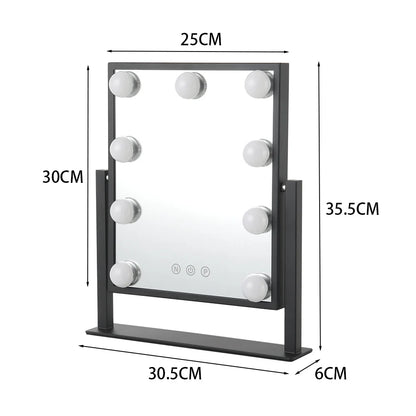 Hollywood Vanity Mirror with 9 LED Bulbs, 3 Color Lighting Modes