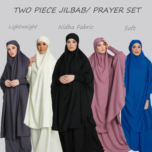 Two Piece Hilbab Prayer Set,  Abaya for Woman