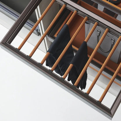 Wardrobe jewelry leather storage box grid cloakroom pull-out type built-in multi-functional telescopic pants rack pull basket ac