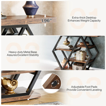 Console Table, 39.4-Inch Entryway Table with Thickened Tabletop, 4- Tier Industrial Narrow Hallway Sofa Table