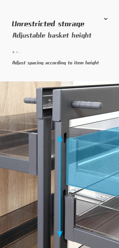 Hot Selling Kitchen Universal Blind Corner Swing Tray Pull Out Cabinet Magic Corner Glass Grey Basket Aluminum
