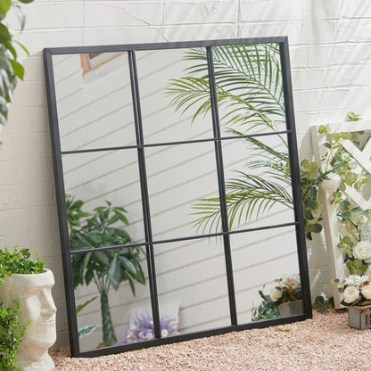 Black Window Mirror Wall Accent Metal Framed Mirror