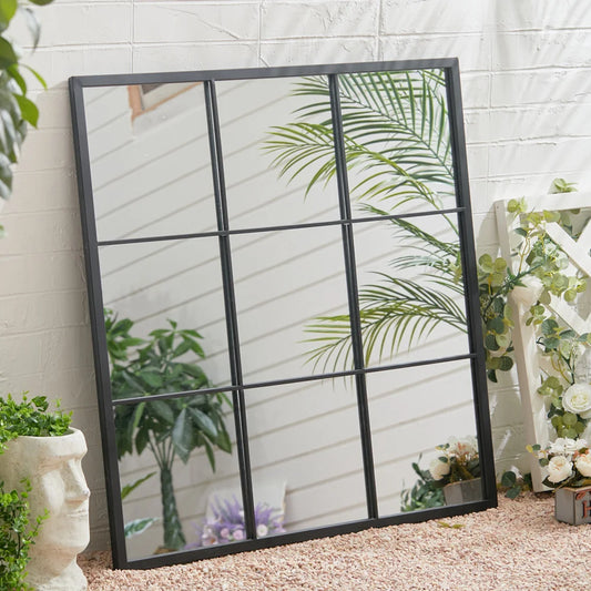 Black Window Mirror Wall Accent Metal Framed Mirror