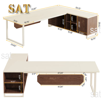 70.8-Inch Executive Desk Large L Shaped Computer Desk with Storage