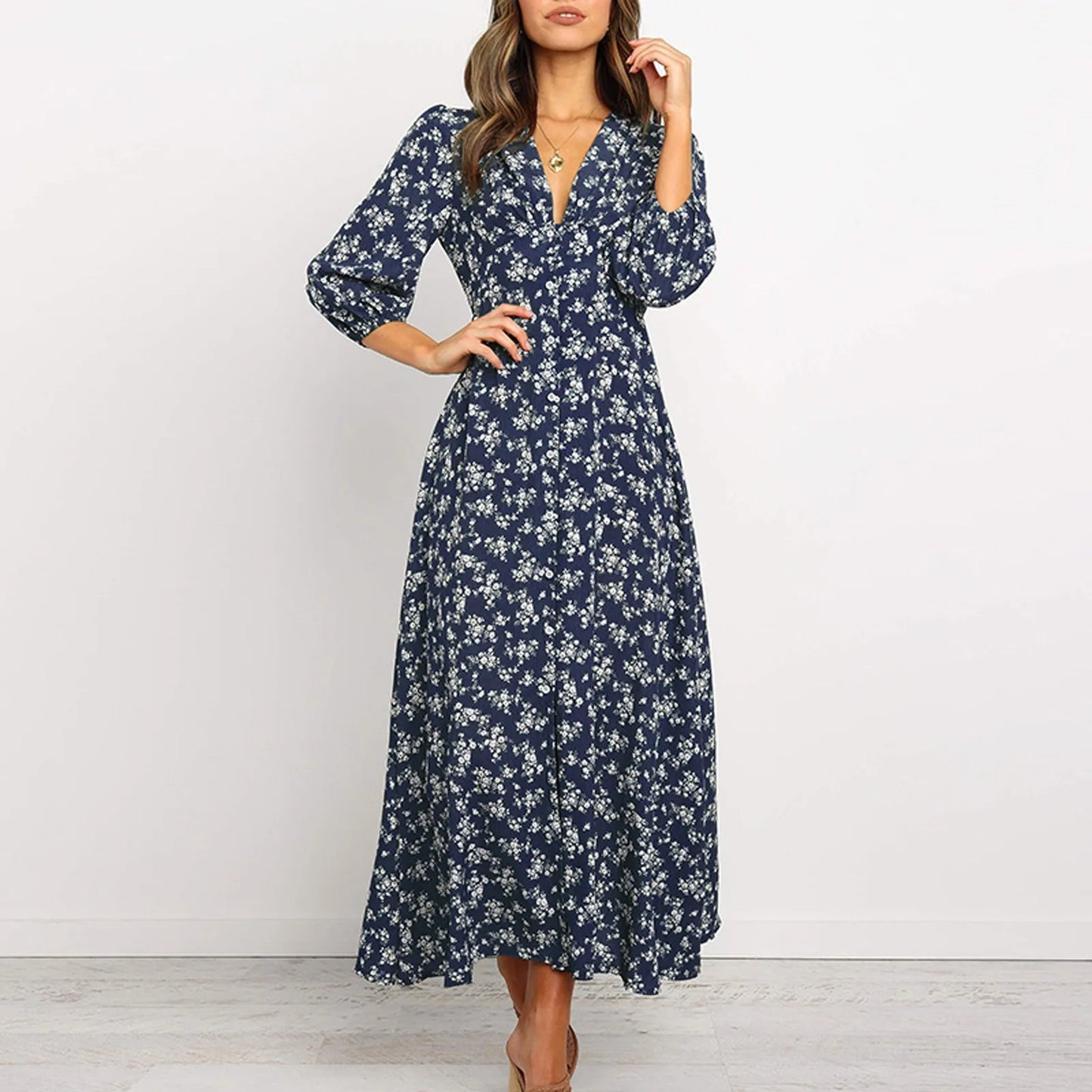 Summer Floral Print Long Dress