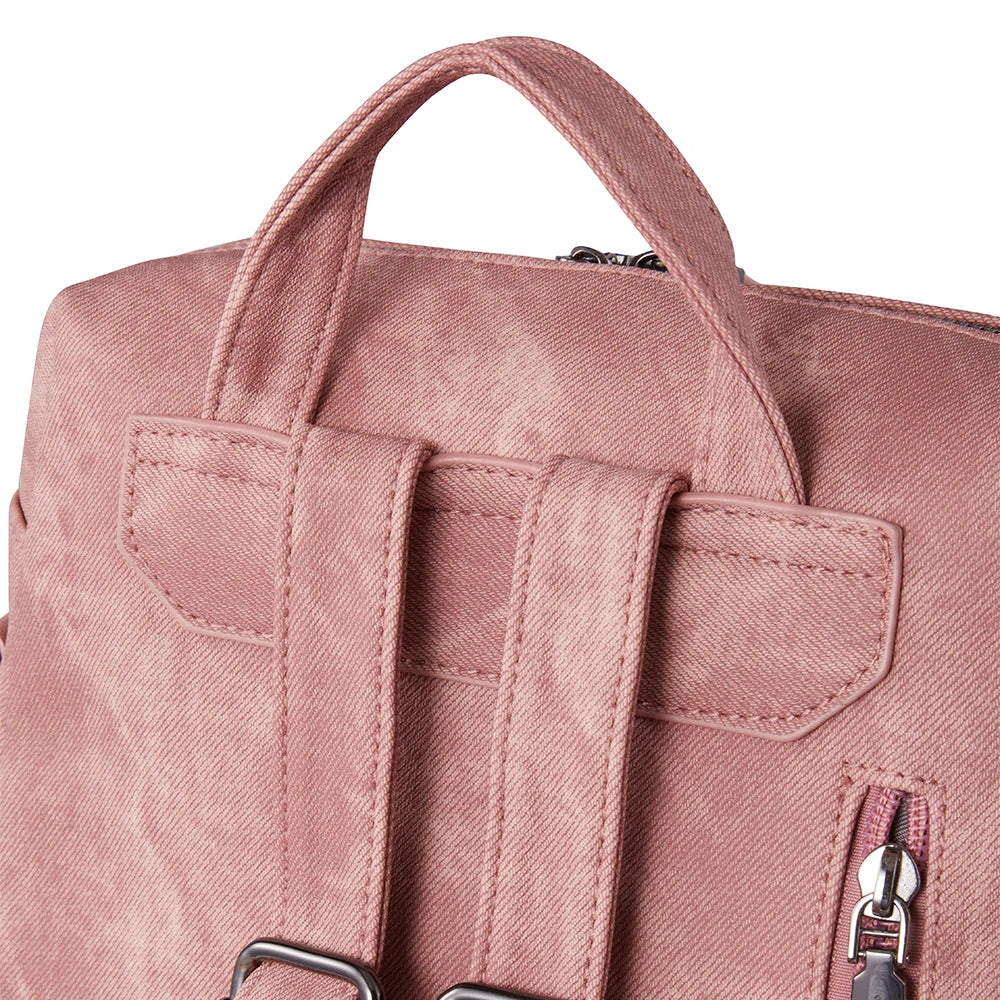 Vintage PU Leather Backpack with Adjustable Detachable Shoulder Straps for Women Girls