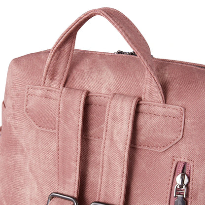 Vintage PU Leather Backpack with Adjustable Detachable Shoulder Straps for Women Girls