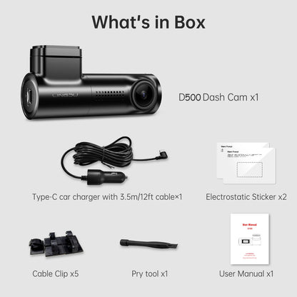 LINGDU D500 Dash Cam Ultra HD 4K Built-in 5GHz WI-FI GPS English Voice Control Dash Car Camera 24H Loop Recording D500 Car DVR