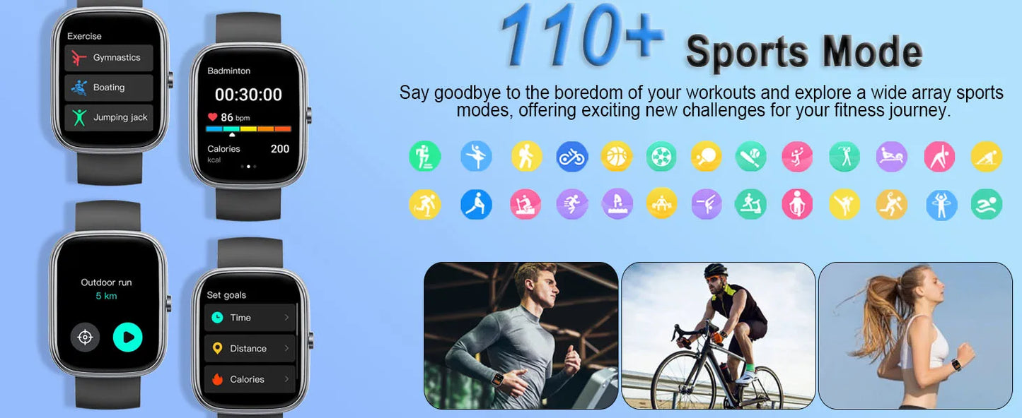 Smart Watch, 1.91" Smartwatch (Answer/Make Call), IP68 Waterproof Fitness Tracker, 110+ Sport Modes, Heart Rate and Sleep Monit