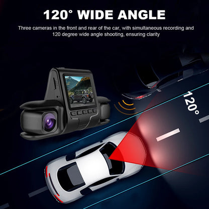 3 Lens Car DVR Dash Cam HD 1080P Dash Camera G-Sensor Auto Video Recorder 24H Parking Monitoring Dashcam Car Front Rear Camera