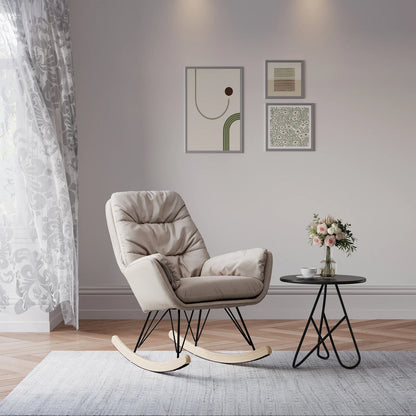 White Luxury Wooden Rocking Chair Leisure Chair