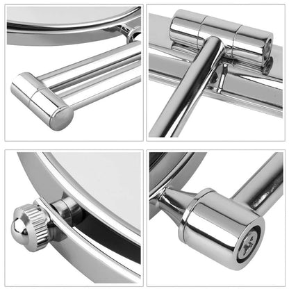 9" Bathroom Wall Shaving Makeup Mirror Telescopic Beauty Mirror 5x Magnification AB Double sided design A(1:1) B(1:5)