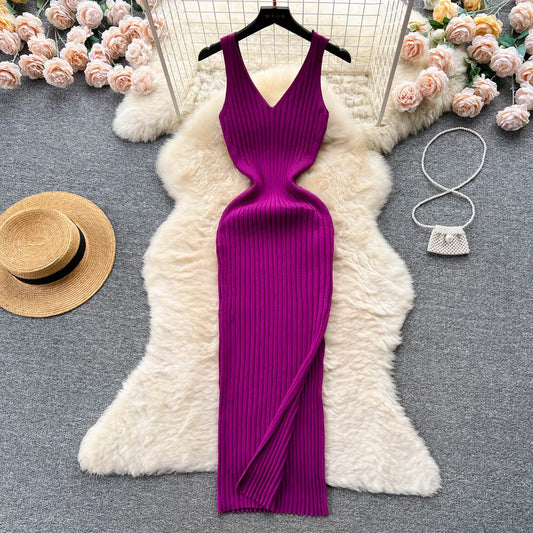 YuooMuoo Chic Fashion Sexy Wrap Hips Split Knitted Dress