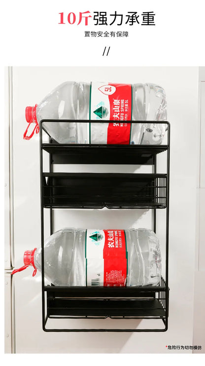 Magnetic Spice Rack Refrigerator Kitchen No Drill Hanging Multi Layer Storage Organizer Pull Out Side Mount Shelf