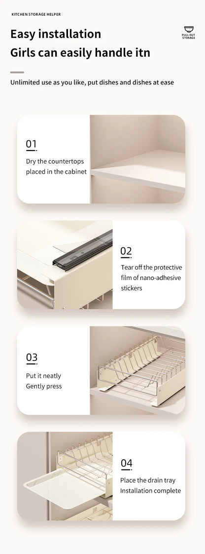 Drain Pull Out Dish Racks Slideable Stainless Steel Bowl Rack Cabinet Tray Storage Holder Kitchen Basket Plate Drain Shelf Rack