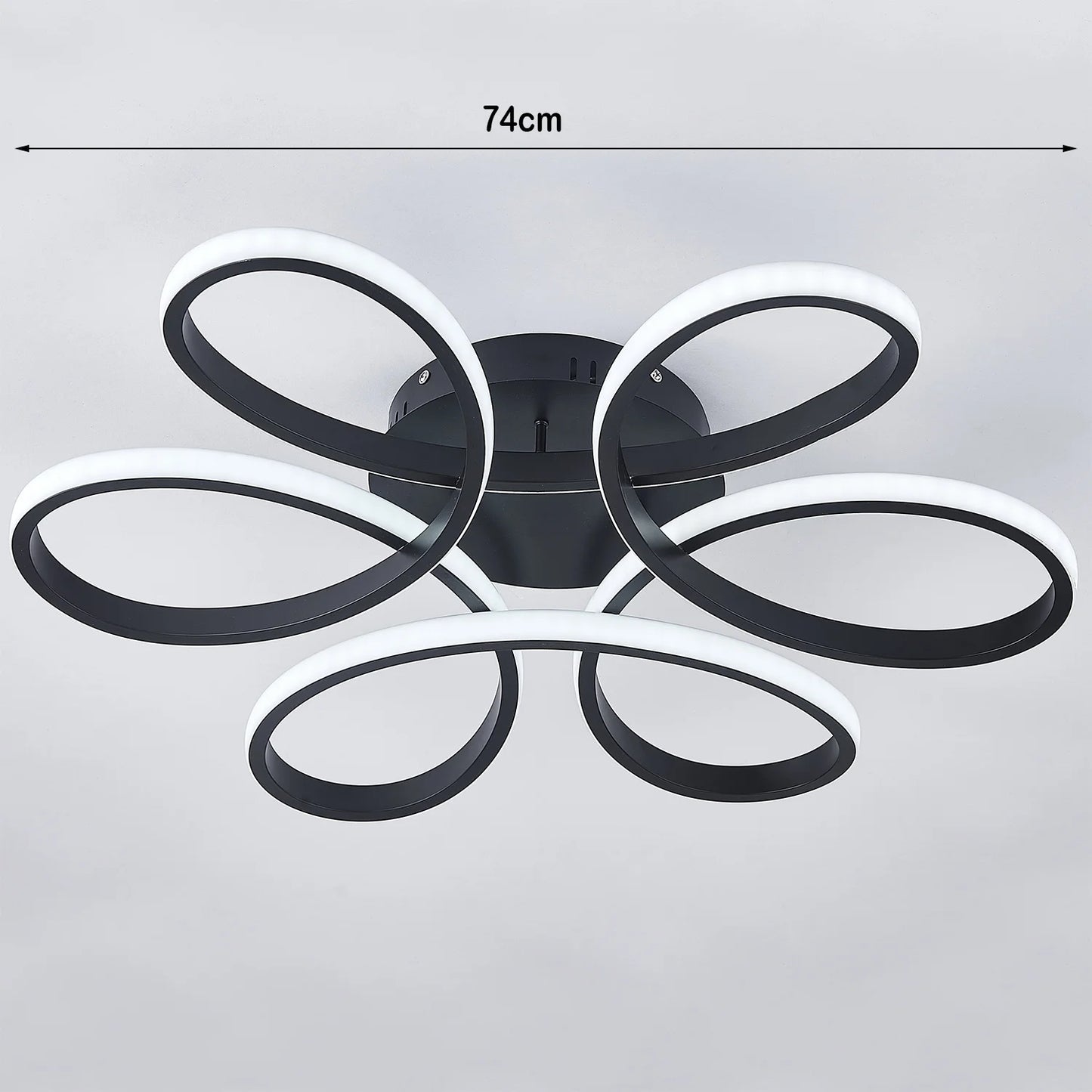 Modern Acrylic Petal LED Chandelier Ceiling Light, Black 74CM Cool White
