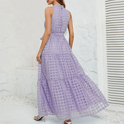 Elegant Sleeveless Halter Neck Maxi Dress