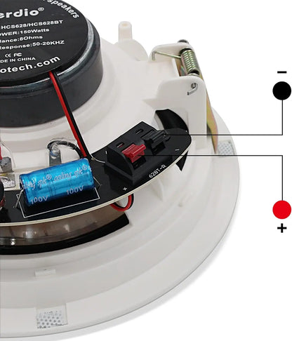 Herdio 6.5 Inch Home Audio 300W Ceiling Bluetooth Speaker Home Recessed Speaker System For Indoor Kitchen Bedroom Bathroom