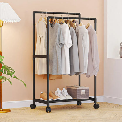 Voltsify Double Rod Metal Clothes Rack on Wheels