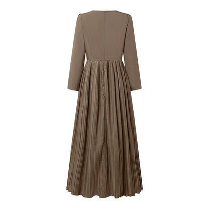 Autumn Pleated Sundress ZANZEA Spring Patchwork Maxi Dresses Women Long Sleeve Party Work Dress Fashion Casual Holiday Robe 2024