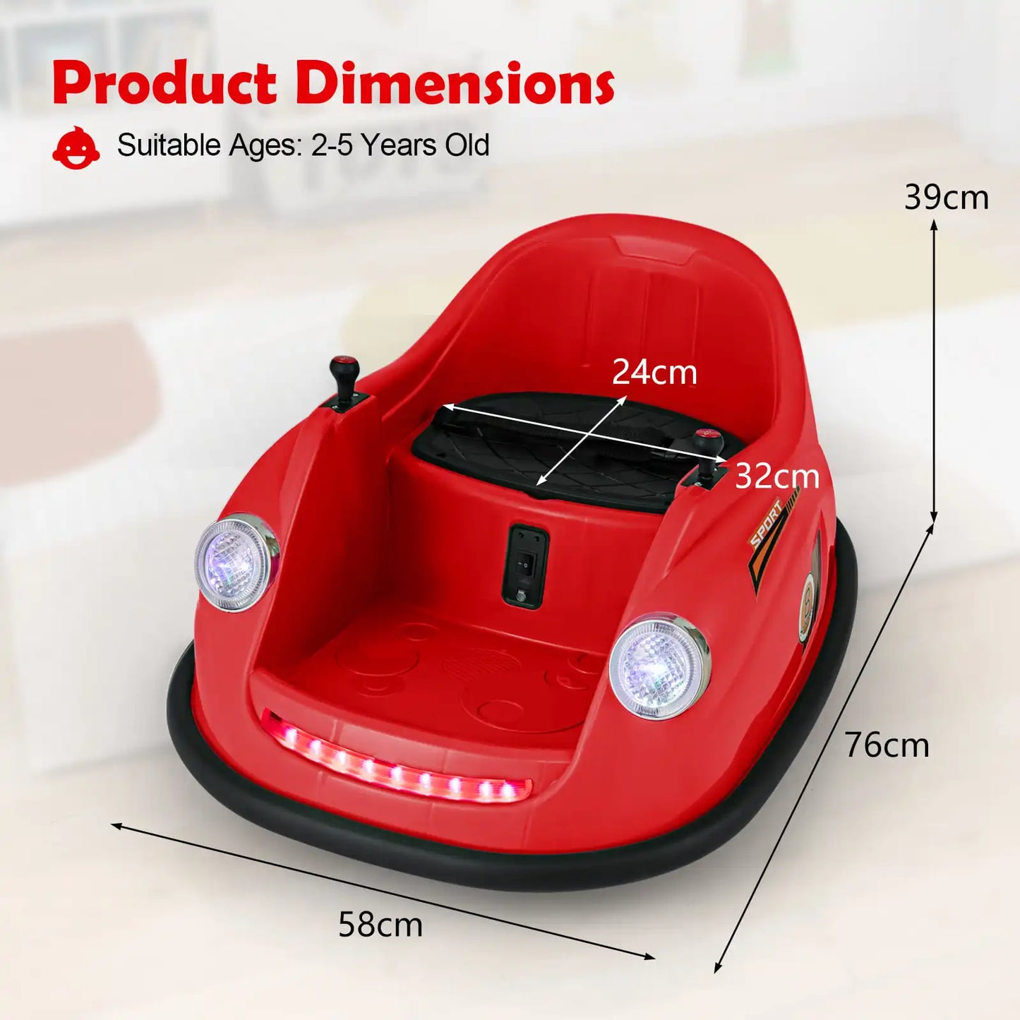 DORTALA Ride on Bumper Car Kids 12V Battery Powered Electric Toy Vehicle-Red