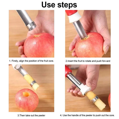 2 in 1 Apple Peeler Telescopic Stainless Steel Apple Core Remover Apple Coring Tool Apple Seed Remover Kitchen Gadgets Tool