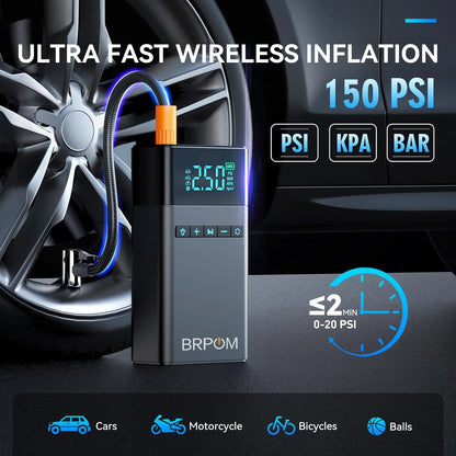 BRPOM 2IN1 Portable Car Starter with Air Compressor 150 PSI 8500A Starter 12V Car Battery Starter Box Car Battery Jumper Starter