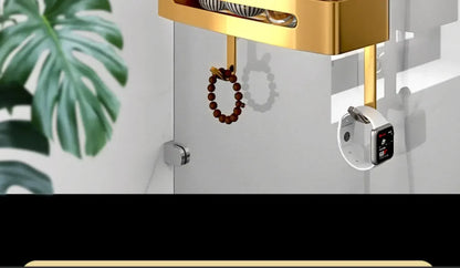 Pull Gold Shower Room Frame Large Capacity Bathroom Double Layer Hanging Basket Without Perforated Wall Hanging Receive Hook
