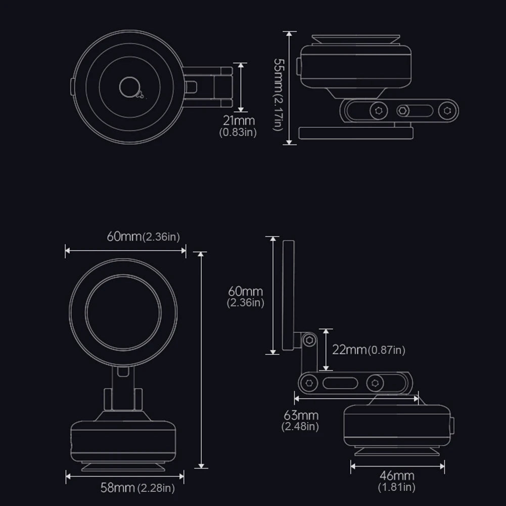 Foldable Magnetic Electric Vacuum Car Phone Holder 360° Rotating Vacuum Adsorption Car Mount Mobile Phone Holder Aluminum Alloy