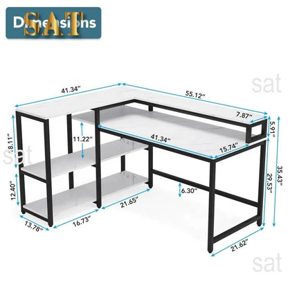 Computer Gaming Desk Reversible L Shaped Modern Wooden Office Desk
