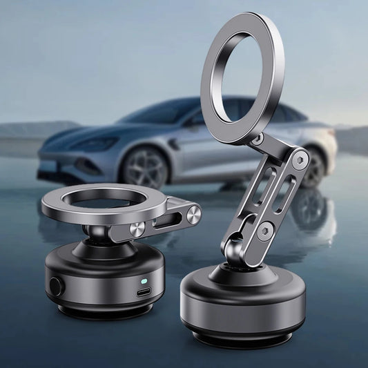 Foldable Magnetic Electric Vacuum Car Phone Holder 360° Rotating Vacuum Adsorption Car Mount Mobile Phone Holder Aluminum Alloy