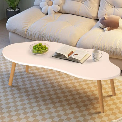 Mid Century Modern Tea Table, Small Coffee Table, Living Room Center Minimalist Display Coffee Table with Cloud Shape