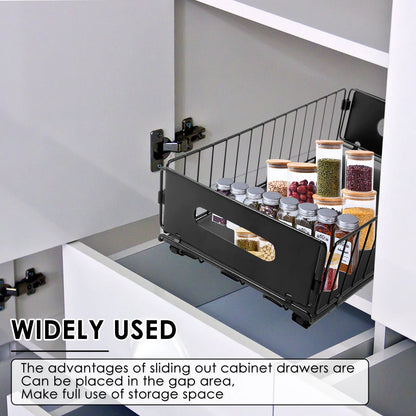 Pull Out Cabinet Organizer Shelf Kitchen Cabinet Cutlery Seasoning Bottle Spice Storage Rack Carbon Steel Slide Out Shelf