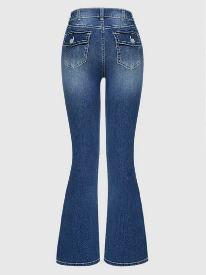 Women's Fashion High Waist Stretch Denim Flare Jeans