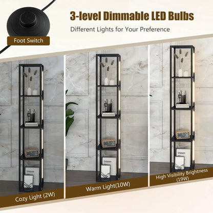 GOFLAME Floor Lamp with Shelves Tall standing Light